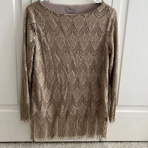 Chico’s Sparkle and Fringe Top, 0